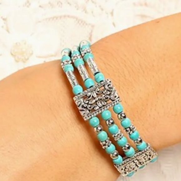 Jewelry - Three Layers Beaded Bracelet Feather Shape